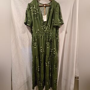 Knox Rose -  NWT Olive Floral Midi Dress, XXL